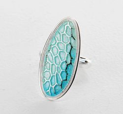Anillo Plata Arior Alargado Ventanal Casa Batlló Azul 1182279EPU