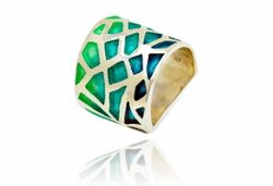 Anillo Plata Arior Tesela Ancho Verde 1181182EPU