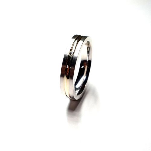 Anillo Plata Bicolor Dorada Circonita 4mm AP30/155