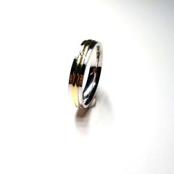 Anillo Plata Bicolor Dorada Circonita 4mm AP30/163