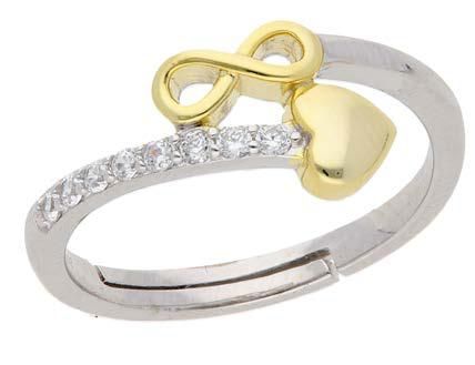 Anillo Plata Bicolor Dorada Liska LAD7350AN-B Circonitas C. Infinito & Corazón En Brillo