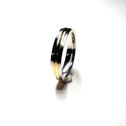 Anillo Plata Bicolor Dorada Liso Y Ranurado 4mm AP30/162