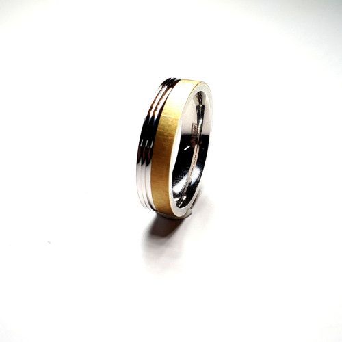 Anillo Plata Bicolor Dorada Liso Y Ranurado 5,5mm AP30/160