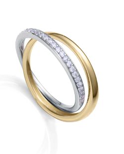 Anillo Plata Bicolor Dorada Viceroy 9126A014-30 Doble Entrelazado Circonitas