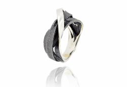 Anillo Plata Bicolor Negro Arior Moebius 3 Hilos + Hilo Pulido 1182885XU
