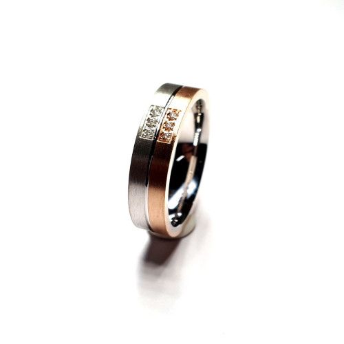 Anillo Plata Bicolor Rosa 6 Circonitas 5,5mm AP30/165