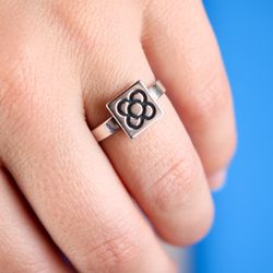 Anillo Plata Cánovas 1929 Panot Flor Barcelona CA1929-APPB Cuadrado 9x9mm