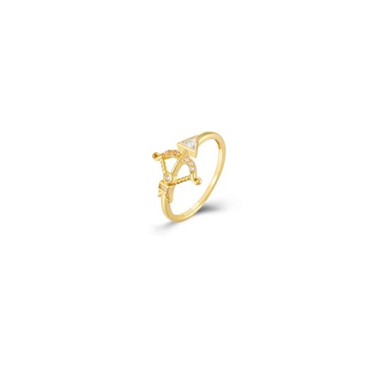 Anillo Plata Dorada 12.5x14.5mm ANZ0290DOXX14. Flecha Circonitas