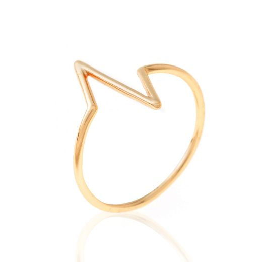 Anillo Plata Dorada 15,8mm ANZ0338DO18 Hexágono Circonitas