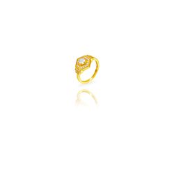 Anillo Plata Dorada 16,4mm ANZ0337DO16 Hexágono Circonitas