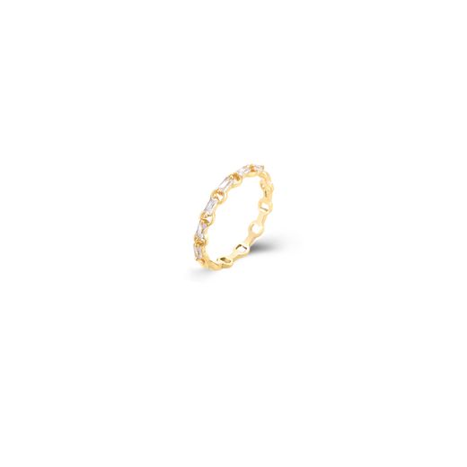 Anillo Plata Dorada 3,5mm ANZ0323DO12. Flor Circonitas