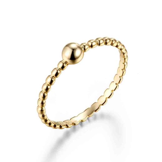 Anillo Plata Dorada 4mm AN00054DO14 Bolitas En Brillo