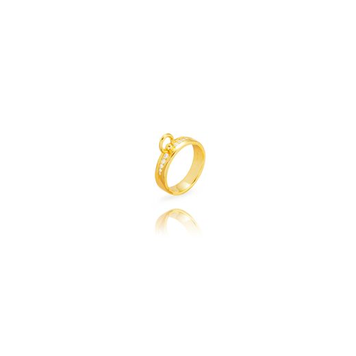 Anillo Plata Dorada 5mm AANZ0320DO10 Circonitas C. Aro Central