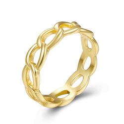 Anillo Plata Dorada 5x1,5mm ANL0268DOXX18. Eslabones En Brillo