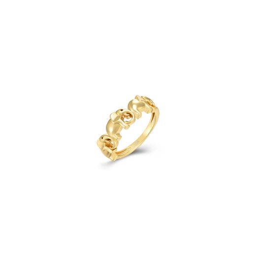 Anillo Plata Dorada 6mm ANL0302DO12 Elefantes En Brillo