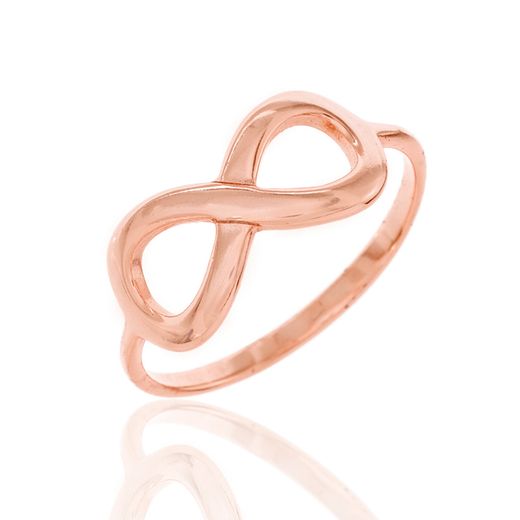 Anillo Plata Oro Rosa 8mm AN00052RO14 Infinito En Brillo