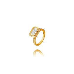 Anillo Plata Dorada 9,5x12mm ANZ0324DO16 Circonita Rectangular