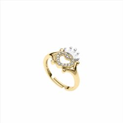 Anillo Plata Dorada AG0148A Abierto Corazón Circonitas - Corona