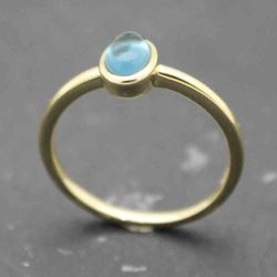 Anillo Plata Dorada Mujer ANM0006DO16AA Piedra Mineral Agata Azul