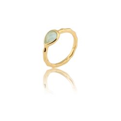 Anillo Plata Dorada ANM0151DOCA10 Lágrima Piedra Mineral Calcedonia
