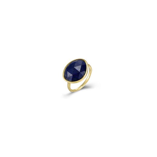 Anillo Plata Dorada ANM0162GPLP10 Piedra Mineral Ovalada Lapislázuli