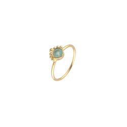 Anillo Plata Dorada ANM0165DOCB10 Piedra Mineral Calcedonia Azul
