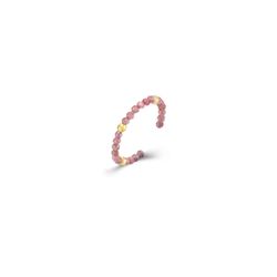 Anillo Plata Dorada ANM0166DOTS16 Abierto Piedras Minerales Turmalina Rosa