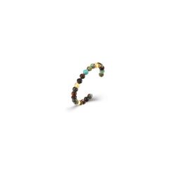 Anillo Plata Dorada ANM0166DOTU12 Abierto Piedras Minerales Turquesa