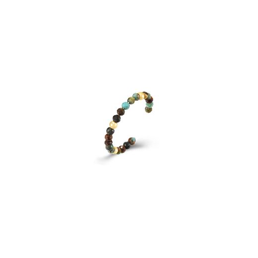 Anillo Plata Dorada ANM0166DOTU16 Abierto Piedras Minerales Turquesa