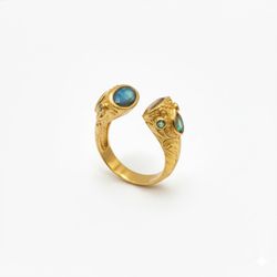Anillo Plata Dorada ANM0184AM12 Abierto C. Mineral Labradorita