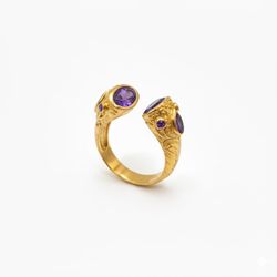 Anillo Plata Dorada ANM0184AM14 Abierto C. Mineral Amatista