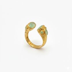Anillo Plata Dorada ANM0184CA18 Abierto C. Mineral Calcedonia
