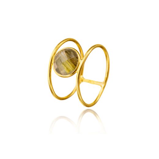 Anillo Plata Dorada ANM0187DOCa12 Doble C. Mineral Calcedonia