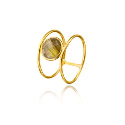 Anillo Plata Dorada ANM0187DOLA14 Doble C. Mineral Labradorita