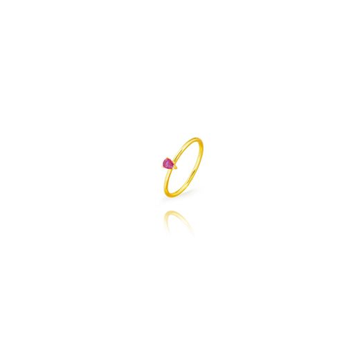 Anillo Plata Dorada ANZ0307DOZR14 Circonita Rubí Gota