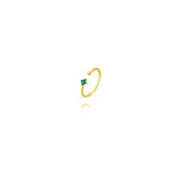 Anillo Plata Dorada ANZ0315DOZV10 Abierto Rombo Circonita Verde
