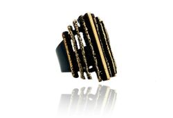 Anillo Plata Dorada Arior Junc Negro 4183071NU