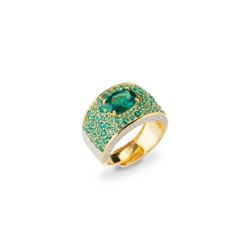 Anillo Plata Dorada Sovrani J11745M17 Abierto Esmeraldas