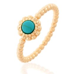 Anillo Plata Dorada Mujer AN00012DO16 Bola Piedra Mineral Turquesa