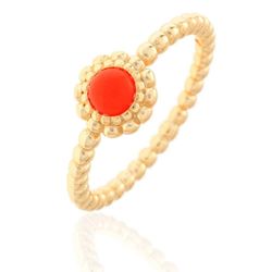 Anillo Plata Dorada Mujer AN00013DO16 Bola Piedra Mineral Coral