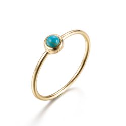 Anillo Plata Dorada Mujer AN00029DO16 Bola Piedra Mineral Turquesa