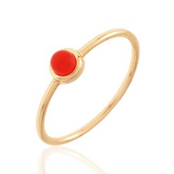 Anillo Plata Dorada Mujer AN00030DO16 Bola Piedra Mineral Coral