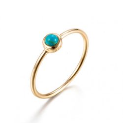 Anillo Plata Dorada Mujer AN00066DO14 Bola Piedra Mineral Turquesa