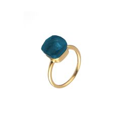 Anillo Plata Dorada Mujer ANM0005DO16ZA Piedra Mineral Zirconia Azul