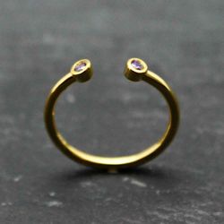 Anillo Plata Dorada Mujer ANM0007DO14AM Piedra Mineral Amatista