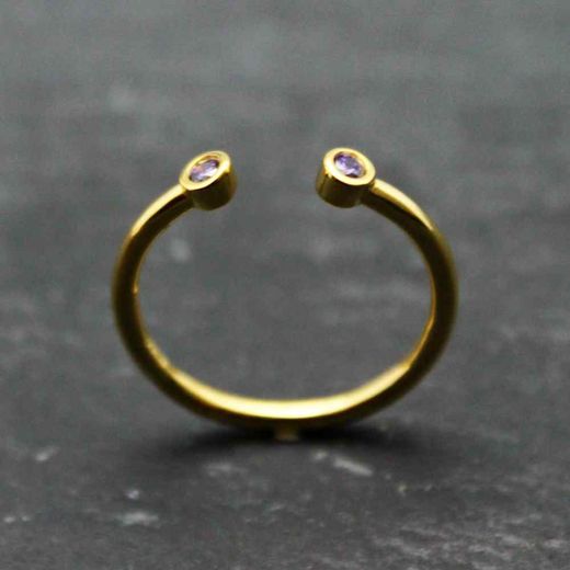 Anillo Plata Dorada Mujer ANM0007DO14AM Piedra Mineral Amatista
