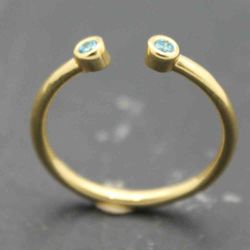 Anillo Plata Dorada Mujer ANM0007DO14CB Piedra Mineral Calcedonia Azul