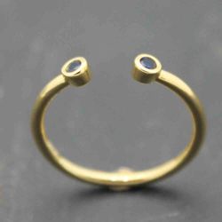 Anillo Plata Dorada Mujer ANM0007DO14ZA Piedra Mineral Zirconia Azul