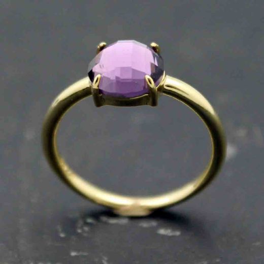 Anillo Plata Dorada Mujer ANM0008DO12AM Piedra Mineral Amatista