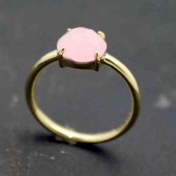 Anillo Plata Dorada Mujer ANM0008DO12CR Piedra Mineral Cuarzo Rosa